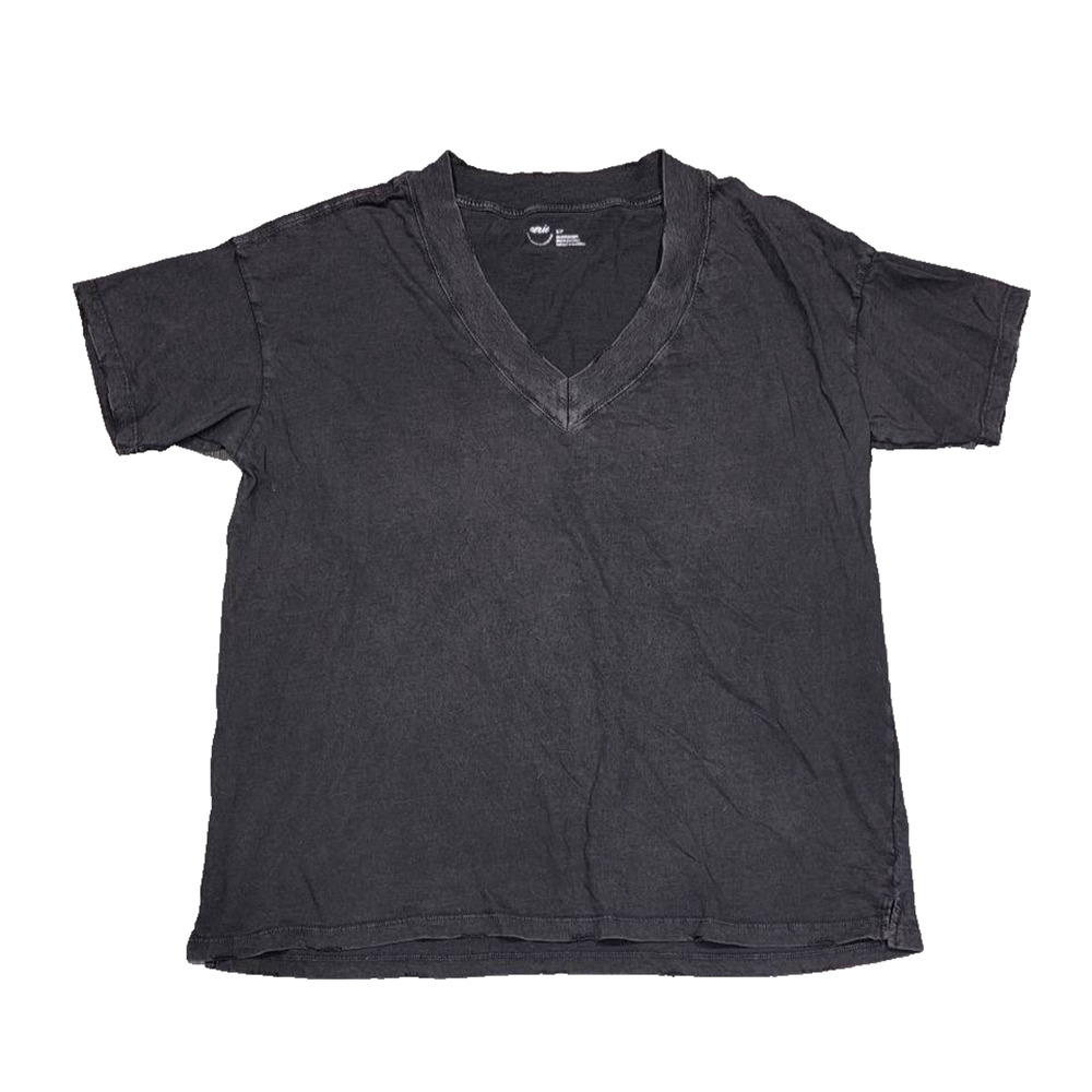 Aerie Extreme V-Neck Y2K Oversized Boyfriend T-Shirt Black Small A004634 - Picture 3 of 11